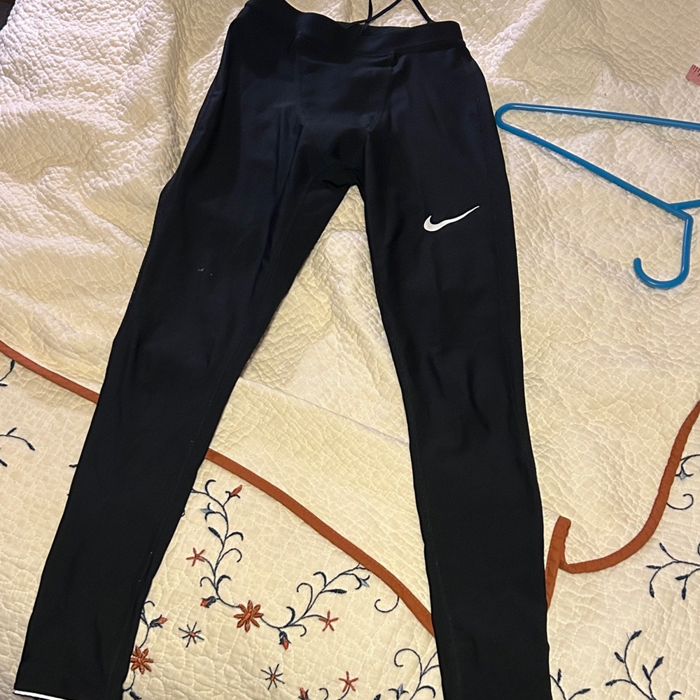 Nike Kids Black Leggings with White Swoosh
